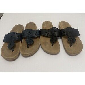 JACK ROGERS  Lot Of 2 Pair Thongs Sandals  Size 8 M Black/Navy Molded Footbed